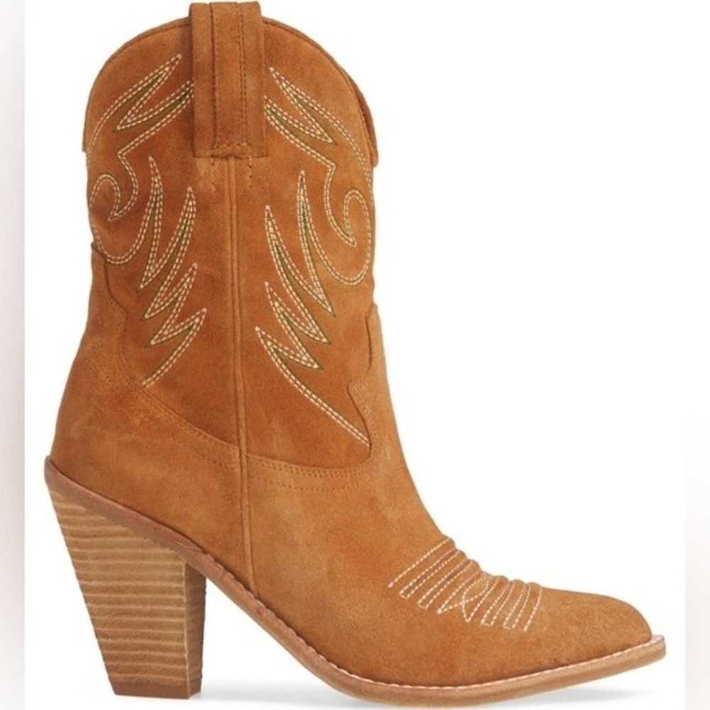 Jeffrey Campbell Tan Suede Western Ankle Boots